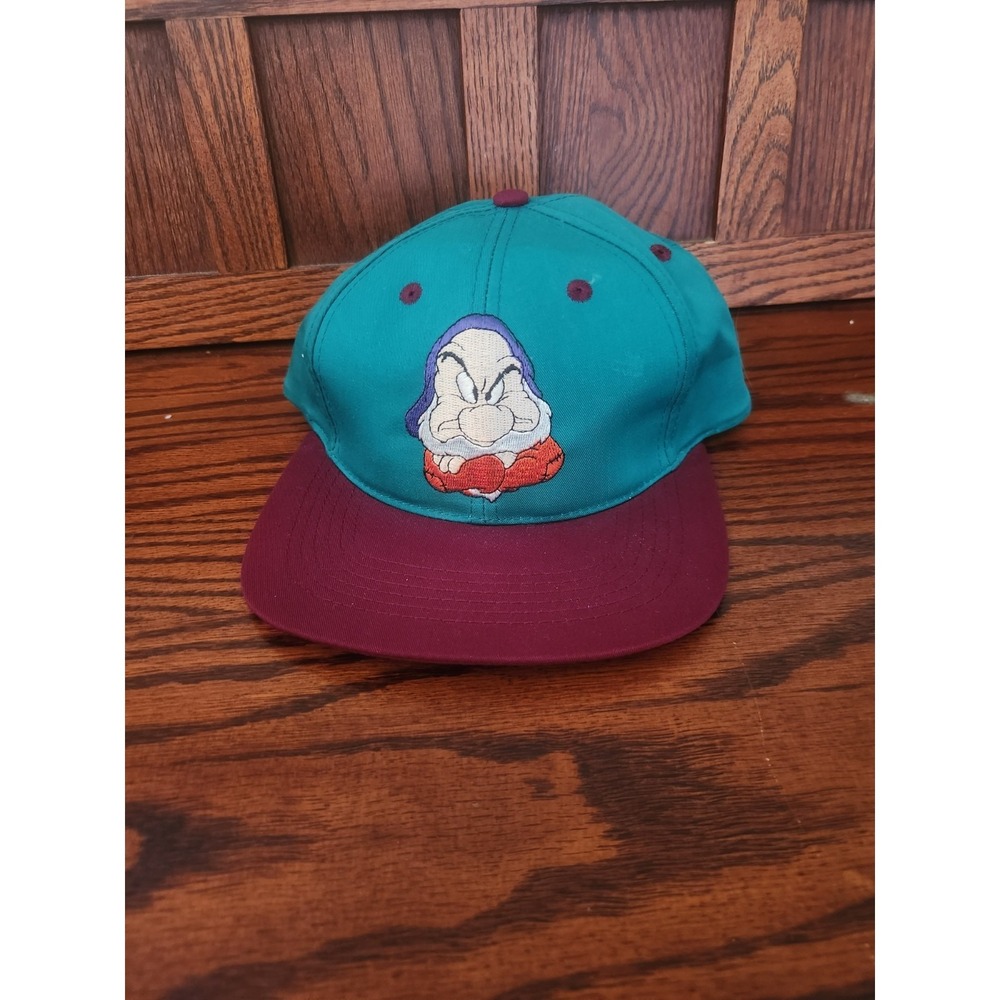 Vintage 90's Disney Grumpy Snapback Baseball Hat Cap Taiwan Snow White Dwarfs - Picture 1 of 5